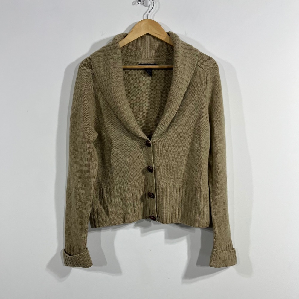 Elena Solano Quiet Luxury Cashmere Old Money Shawl Collar Cardigan Womens Large